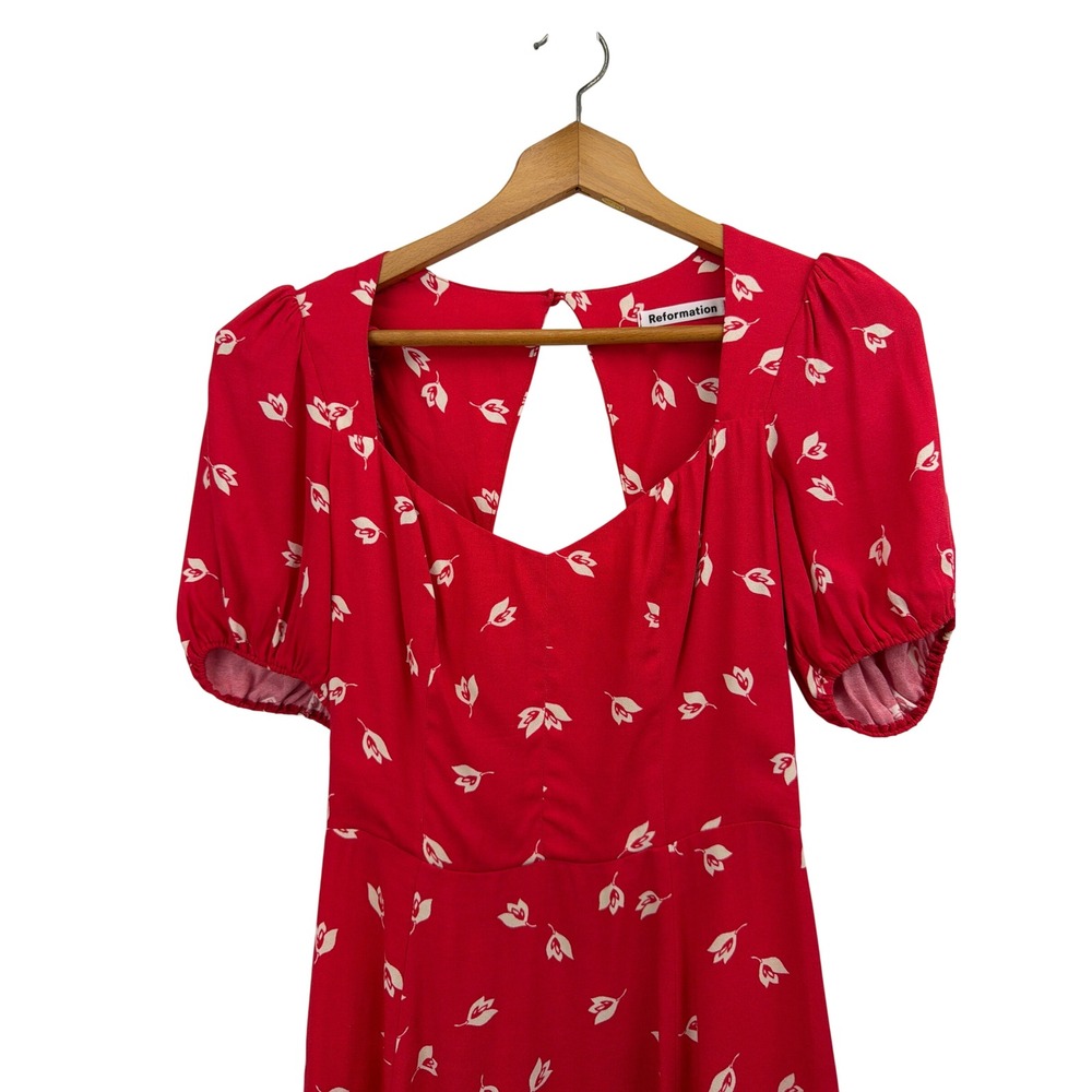 Reformation Red Mini Dress with White Floral Print - Picture 7 of 10